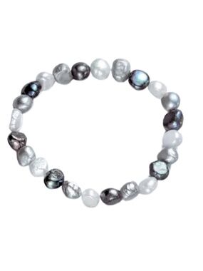 Mixed Freshwater Pearl Bracelet Stretch Grey White Peacock Peach Stackable NWT